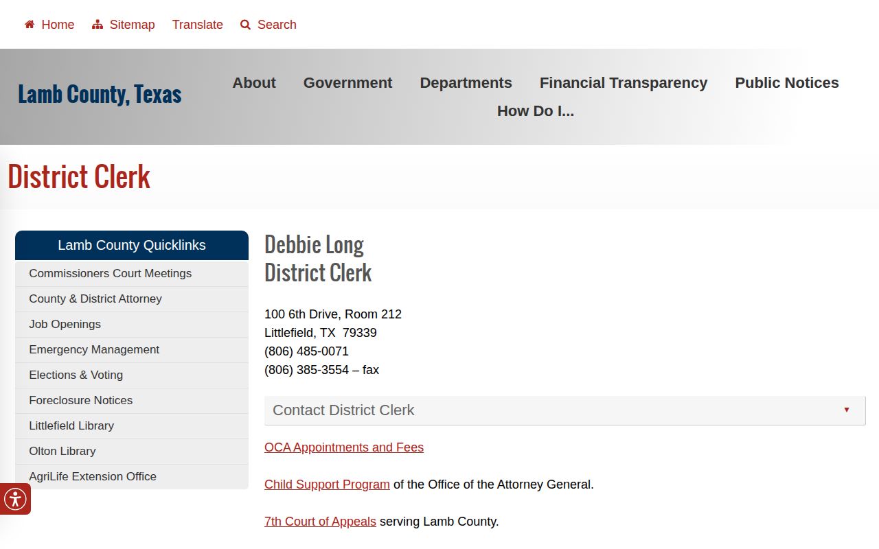 Lamb County court record source for booking and arrest disposition
